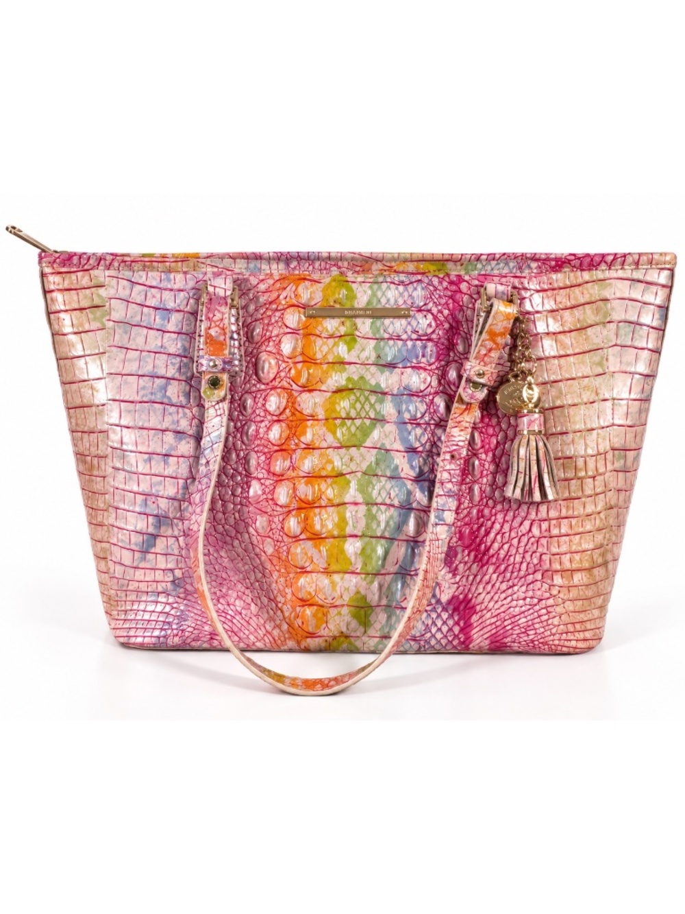 Brahmin Medium Asher Multicolor Croc Embossed Leather Tote Shoulder Bag New